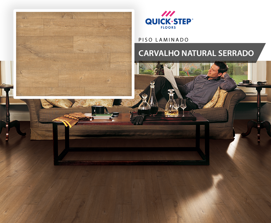 Piso Laminado - Quick Step Eligna Wide - Carvalho Natural Serrado