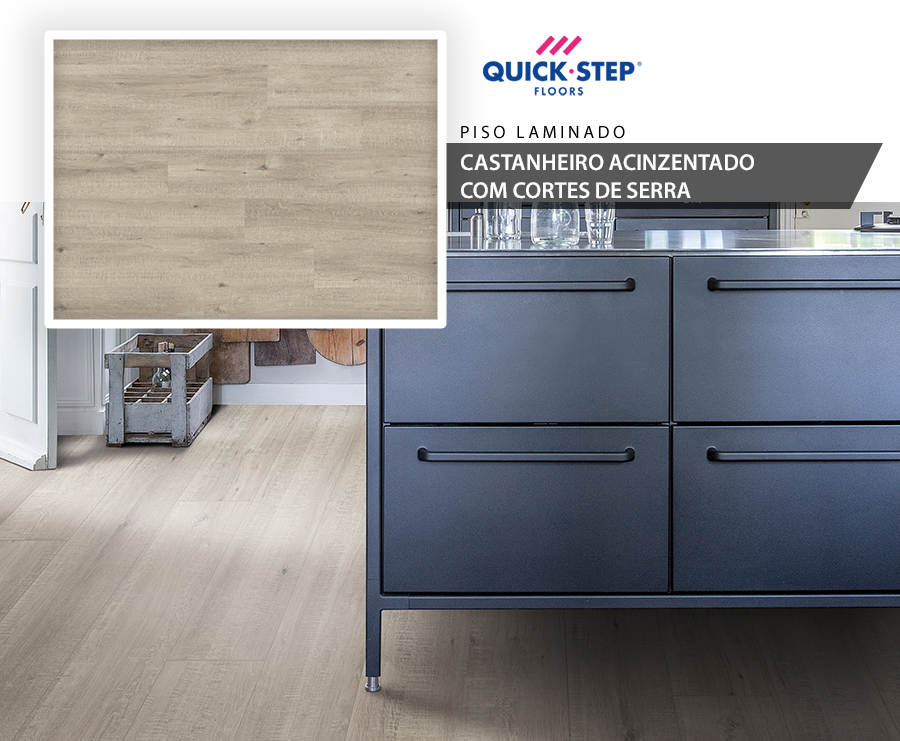 Piso Laminado - Quick Step Eligna Wide - Castanheiro Acinzentado com Cortes de Serra